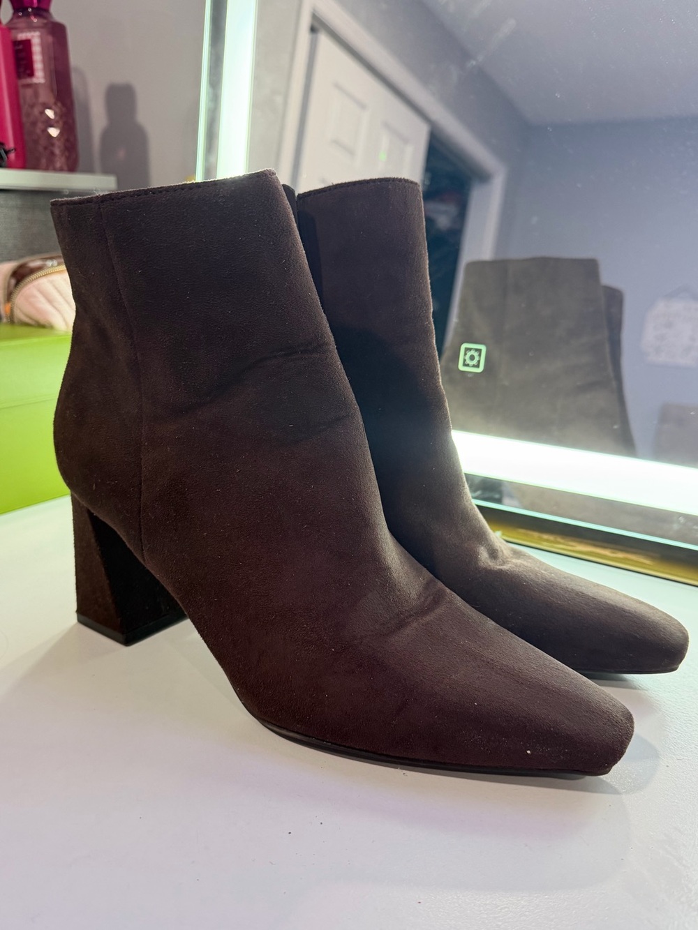 Nine West Dark Brown Suede Ankle Booties